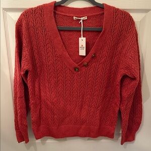 Marine Layer Red V-Neck Sweater
